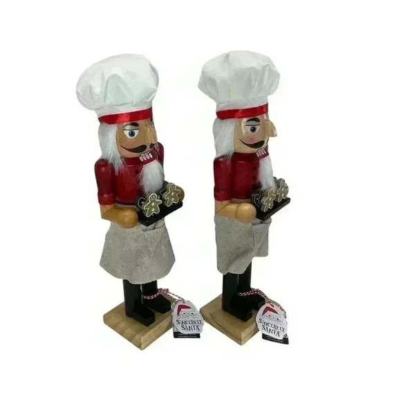 Wood Christmas 15" Nutcracker Gingerbread Cookie Baker Top Hat Set - Picture 2 of 4